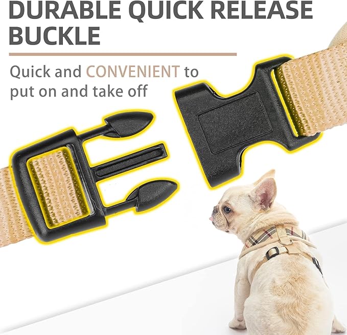 PUPTECK Soft Mesh Dog Harness and Leash Set Pet Puppy Cat Comfort Padded Vest No Pull Harnesses, Beige, S