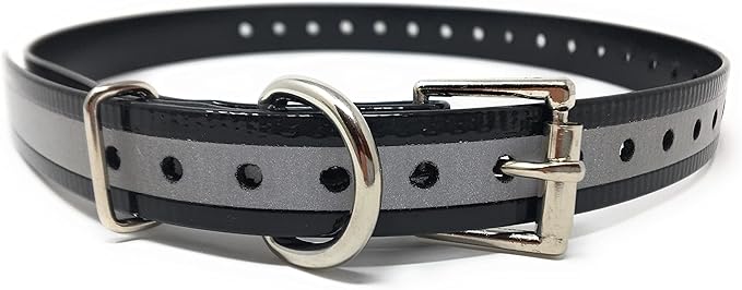 Replacement Strap for Dogtra Collars - 3/4" Wide Ultra-Durable Dog E-Collar Replacement for Training, Bark, Shock, Electric, and GPS Collars - 28" Adjustable Length Reflective Black