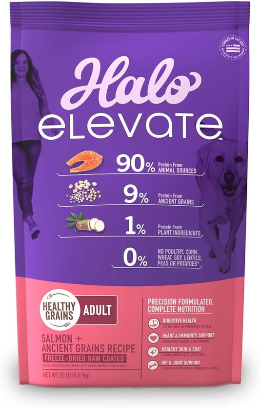 Halo Elevate Dry Dog Food, Healthy Grains Salmon Recipe, 20lb