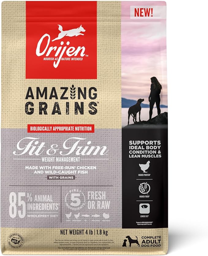 ORIJEN Amazing Grains™ Fit & Trim Dry Dog Food Recipe, 4lb