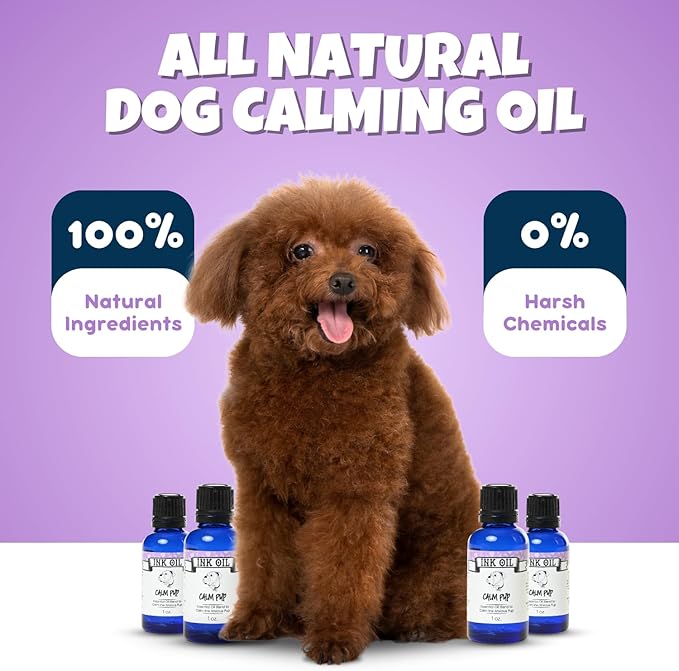 Pup Oils - Ink Oil | Dog Calming Supplement | Pet Health Vitamins Supplies| Liquid Drops | Anxiety Relief Oil | Aromatherapy Treatment | Vitamin Oils for Dogs
