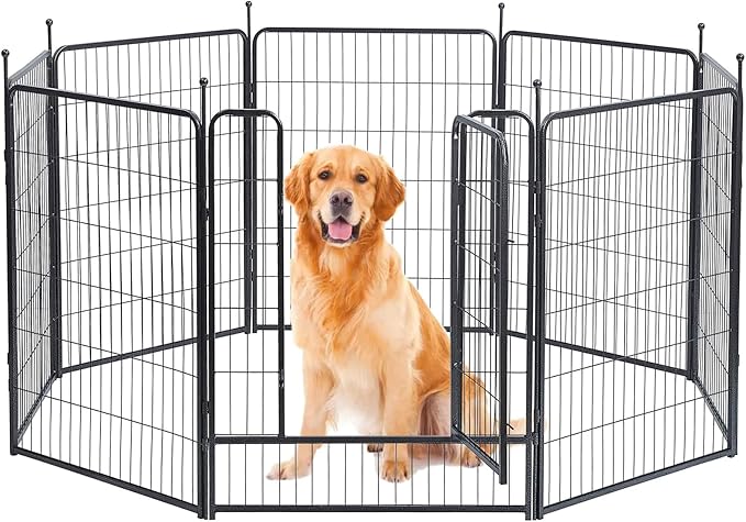 Dog Playpen, Dog Fences for The Yard, Portable Outdoor Dog Playpen for Large/Medium/Small Dogs, Foldable Metal Dog playpen, with Doors (8 Panels, 40")