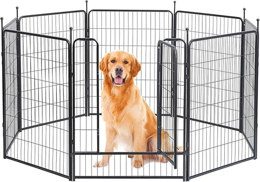 Dog Playpen, Dog Fences for The Yard, Portable Outdoor Dog Playpen for Large/Medium/Small Dogs, Foldable Metal Dog playpen, with Doors (32 Panels, 40")