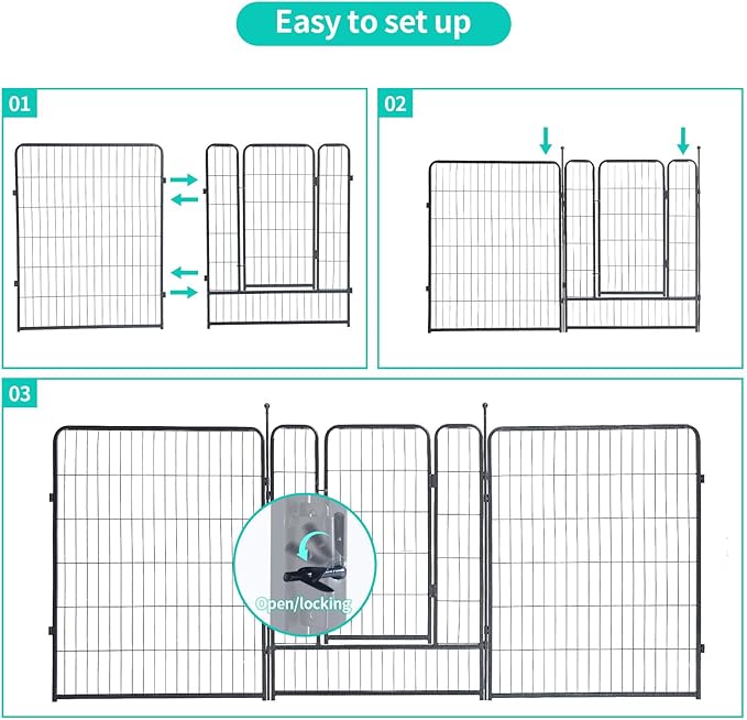 Dog Playpen, Dog Fences for The Yard, Portable Outdoor Dog Playpen for Large/Medium/Small Dogs, Foldable Metal Dog playpen, with Doors (24 Panels, 40")