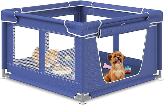Dog Playpen 42 × 42 Inch, Puppy PlayPen with Gate for Puppies, Small and Medium Dogs, Pet PlayPen for Outdoors & Indoors