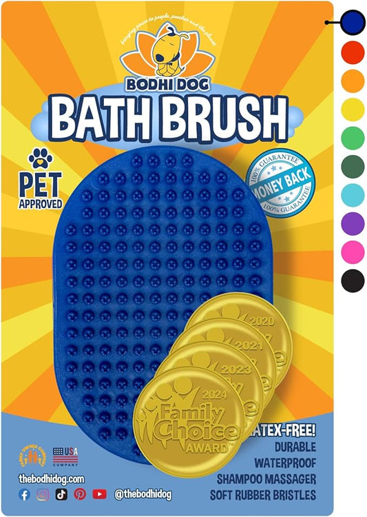 Bodhi Dog Shampoo Brush - Pet Grooming & Bath Supplies for Cats and Dog - Bath Brush for Long & Short Hair - Premium Scrubber for Shower, Bathing & Massage (One Pack, Blue)