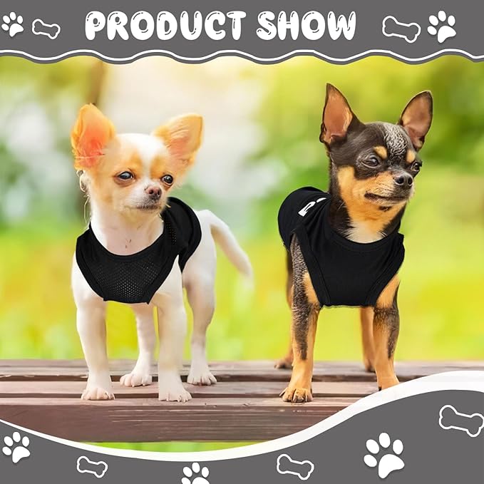 4 Pack Dog Clothes for Small Dog Black Puppy Clothes Soft Chihuahua Clothes K9 Boss Security Pattern Small Dog Shirt Summer Autumn Pet Clothing (XX-Small)