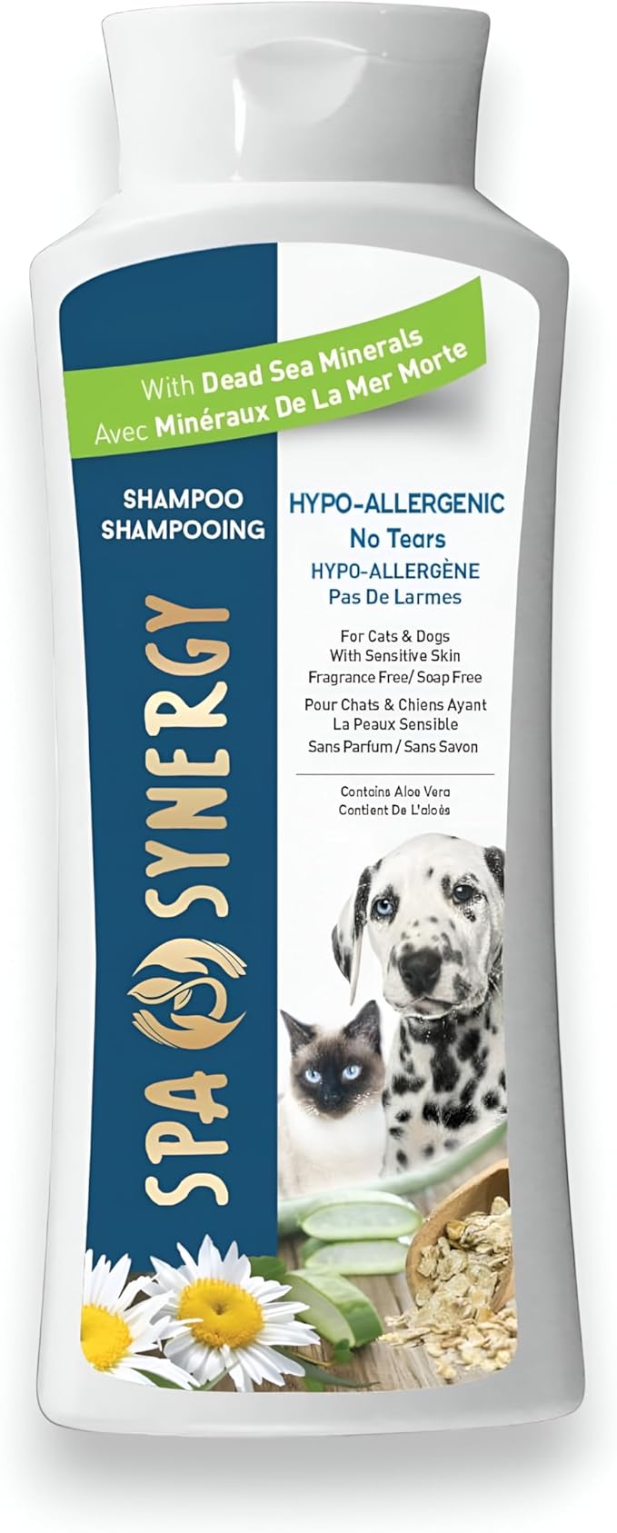 Pet Dog Shampoo Natural Dead Sea Mineral Rich, Aloe Vera, Moisturizing, Soothing, pH Balanced, Soap Free, Paraben Free, Fragrance Free – Hypo-Allergenic No Tears - (1) Bottle 16.5 FL OZ