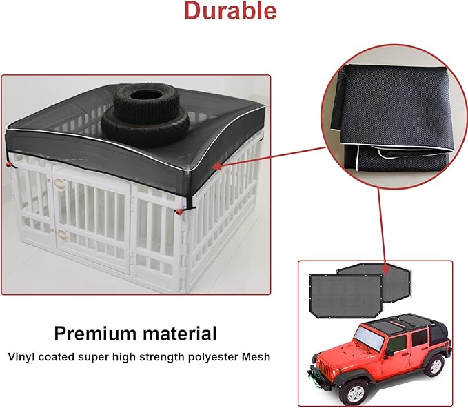 Dog Playpen Cover Mesh Top - Dog Pen Cover for Pets Fits 36 Inch 4 Panels Square Plastic Exercise Pet Pen,Provide Security for Indoor Dog Pen (Playpen Not Included)