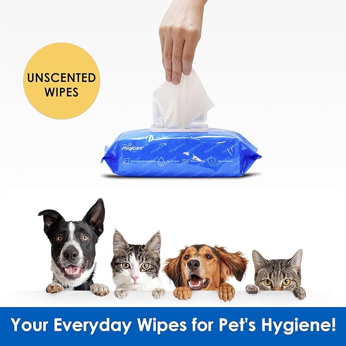 Pet Grooming Wipes for Dogs & Cats, 400 Count, 8"x8" Ultra Thick & Soft, Unscented, Hypoallergenic Formula, Safe on Coat, Paws, Ears, Bum & Sensitive Skin