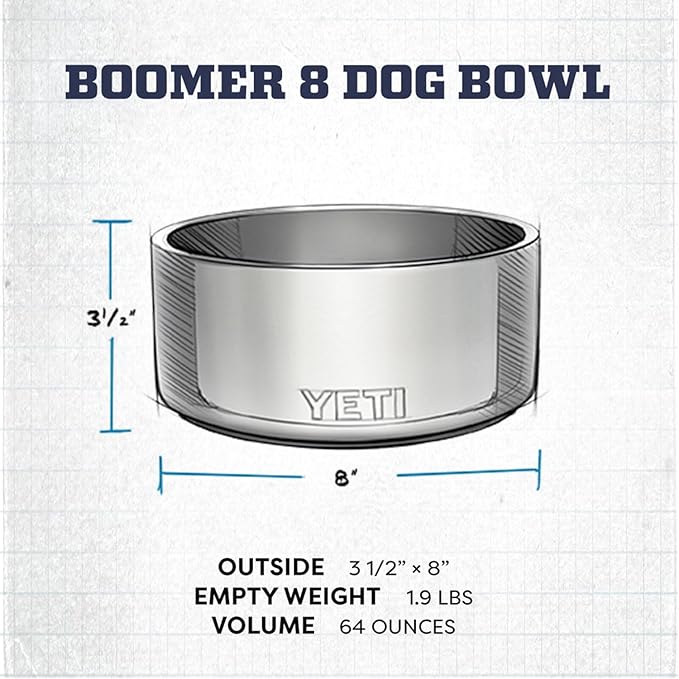 YETI Boomer 8, Stainless Steel, Non-Slip Dog Bowl, Holds 64 Ounces