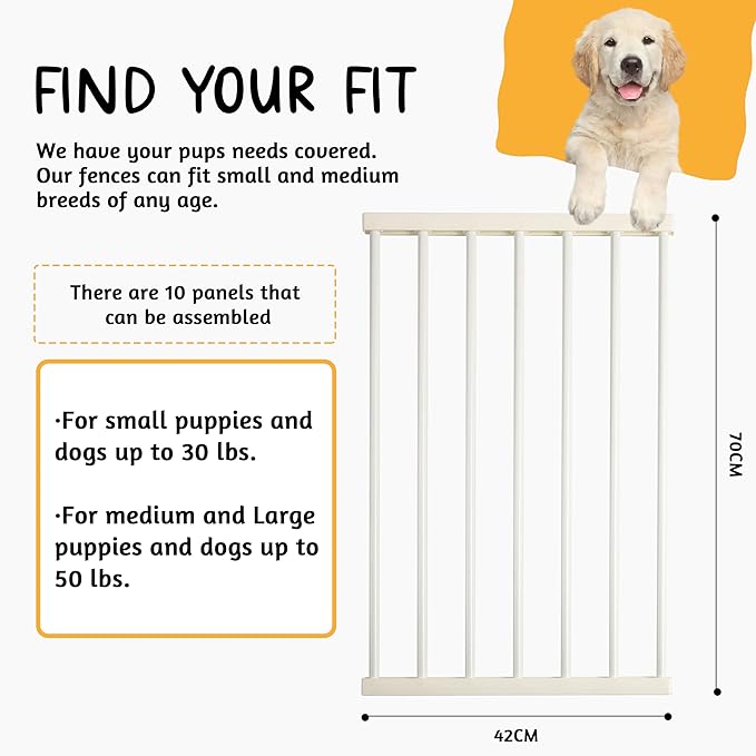 Pet Playpen Outdoor/Indoor, 28 inch Height Portable Dog Pen Dog Fence Exercise Pen with Doors for Dogs, Rabbits Kennel Crate Fence Tent Pet Puppy Playpen for Camping, RV,Yard(52*39*28 inch/10 Panels)