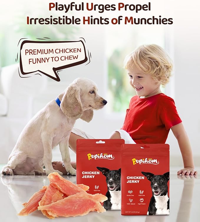 Chicken Jerky Dog Treats for Dogs 16 OZ 1LBS, Rawhide-Free, Made with Real Breast, Long-Lasting Treats, Dog Training Reward Snacks Dog Chewy Treats