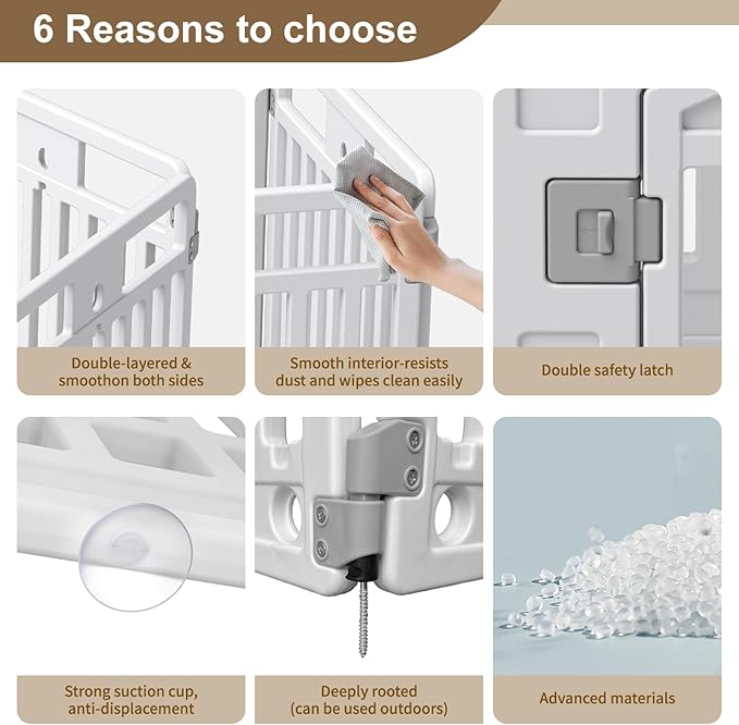 Pet Playpen with Door Dog Foldable Puppy Playpen for Puppies and Small Dogs 6-Panels Easy Assemble Easy Storing for Indoor and Outdoor (6 Panels)