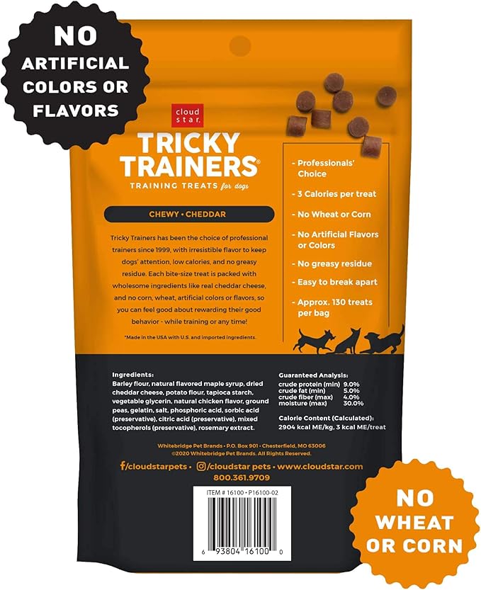 Cloud Star Tricky Trainers Chewy - Cheddar, 4 Pack of 5 oz Bags