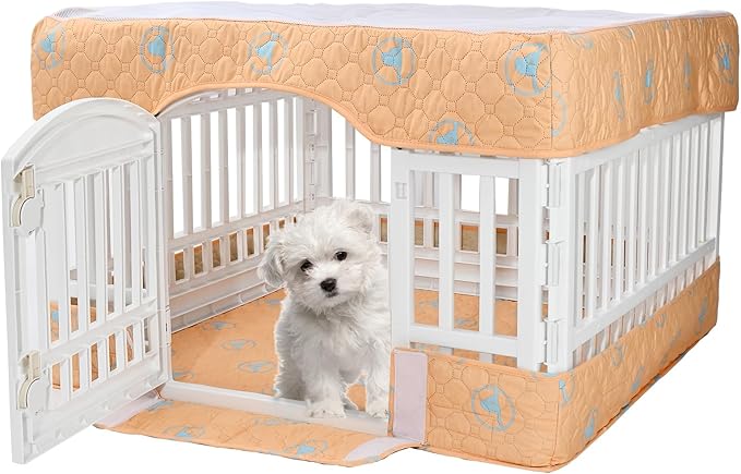 PJYuCien Dog Playpen Bottom Pad and Cover Fits for 36 Inch 4 Panels Exercise Pet Pen, Orange