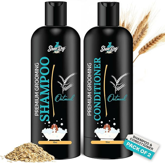 605Products Premium Dog Shampoo & Conditioner - Gentle Formula for Itchy & Sensitive Skin, Puppy Odor Eliminator, Natural Moisturizer (10oz)- Oatmeal