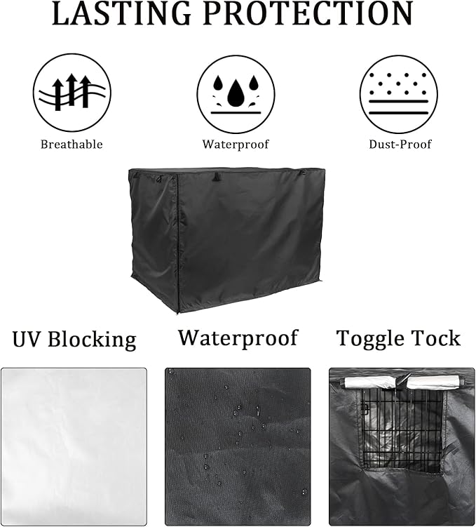 Dog Crate Cover 36 inch - Double Door, Dog Kennel Indoor, Waterproof Dog Kennel Cover with Air Vent Window, for Indoor/Outdoor Most Wire Dog Crate(Black)