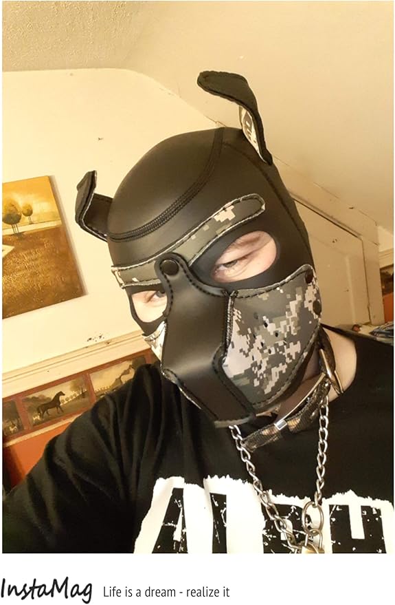 Neoprene Puppy Hood Camo Full Face Mask Cosplay Costume Dog Head Masks