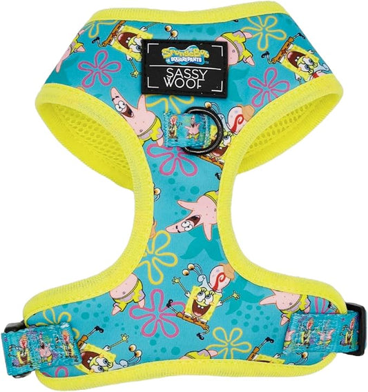 Dog Adjustable Harness - Spongebob Squarepants™ Jelly Fishin' - XL, Breathable Mesh, No Pull Design with Two D-Rings, Ideal for Extra Large Dogs