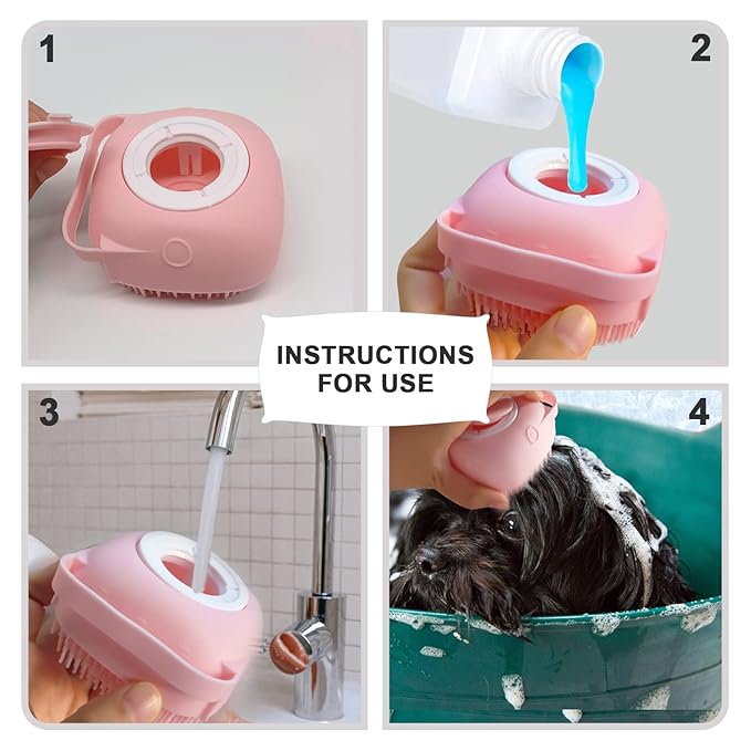 BLMHTWO Pet Bath Brush Dog Scrubber for Bath Pet Shampoo Brush Dog Bathing Brush Pet Bubble Brush with Silicone Loop Handle for Long Short Haired Dogs and Cats