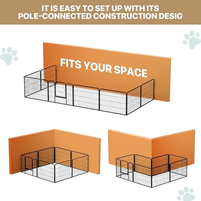 MoNiBloom Dog Playpen Outdoor, 24" Height 8 Panels Heavy Duty Metal Dogs Pen for Small Animals Pet Exercise Pen for RV Camping Yard
