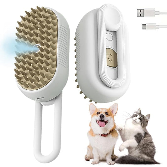 Cat Steam Brush for Shedding with Foldable Handle for Short/Long Haired Pets Spritz Defur Comb for Cats Pet Spray Hair Removal Comb Grooming Tool for Hair Removal & Massage