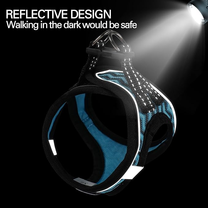 Dog Harness for Small Dogs, Small Dog Harness and Leash Set, Honeycomb Grid, Reflective Lightweight Harness & Anti-Twist Pet Lead,Dog Harness(Multi Color, Size: XS-S-M) (S, Blue)