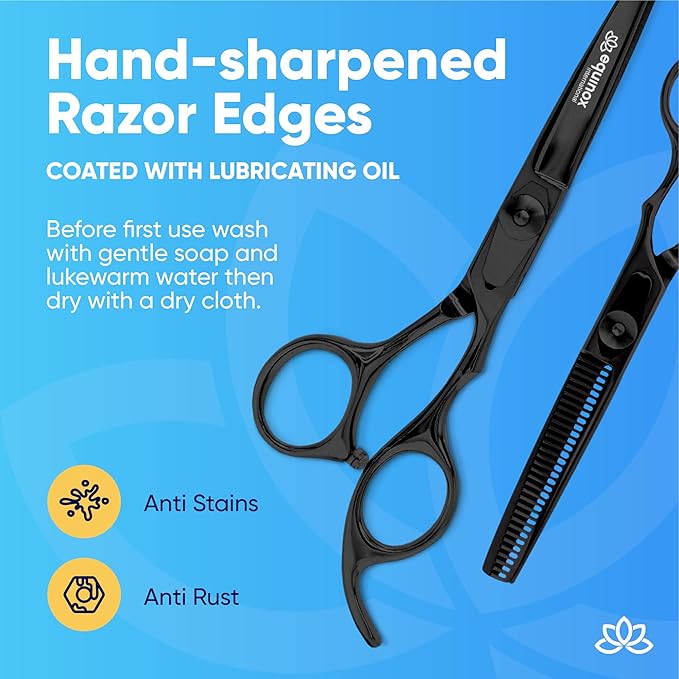 Equinox Professional Scissors Set - Barber & Thinning Shears for Hair Cutting & Grooming, Premium Japanese Stainless Steel, Barber Accessories & Tools