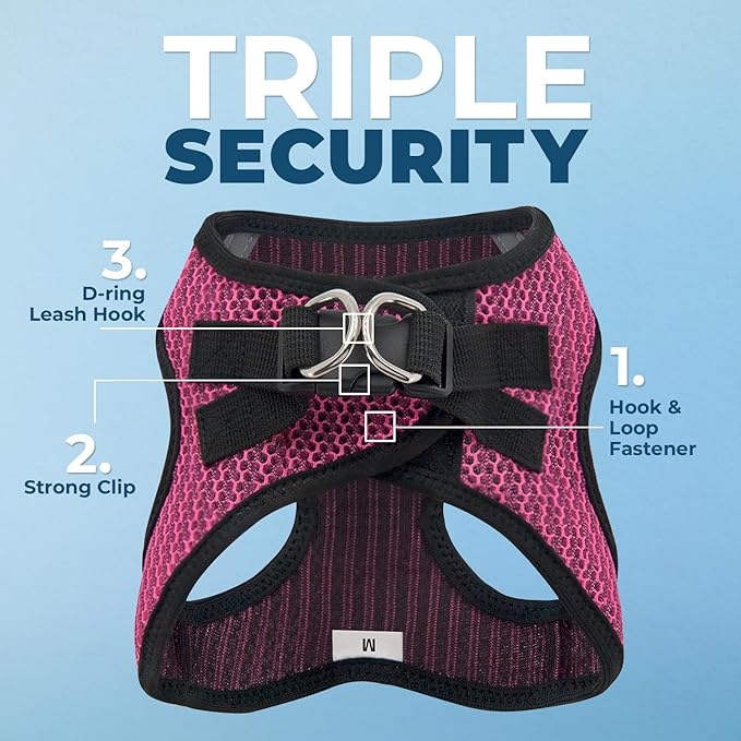 Voyager Step-in Air Dog Harness - All Weather Mesh, Reflective, No Pull Harness for Small, Medium Dogs, Cats - Secure with Hook & Loop Fastener, Buckle, Double D-Rings - Fuchsia 2-Tone, S