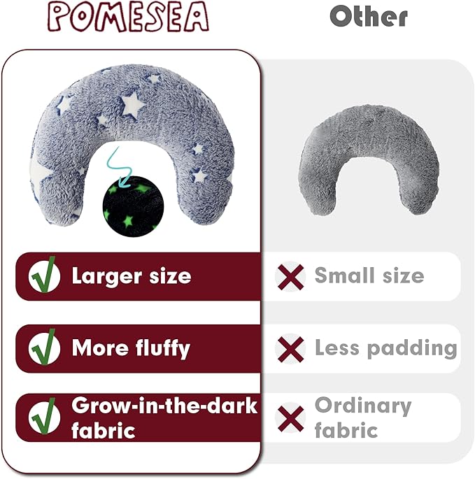 Pillow for Cats, Small Dog Neck Pillow Soft Fluffy Pet Calming Toy Half Donut Cuddler, U-Shaped Pillow for Pet, Joint Relief Sleeping Improve (Small, Blue)