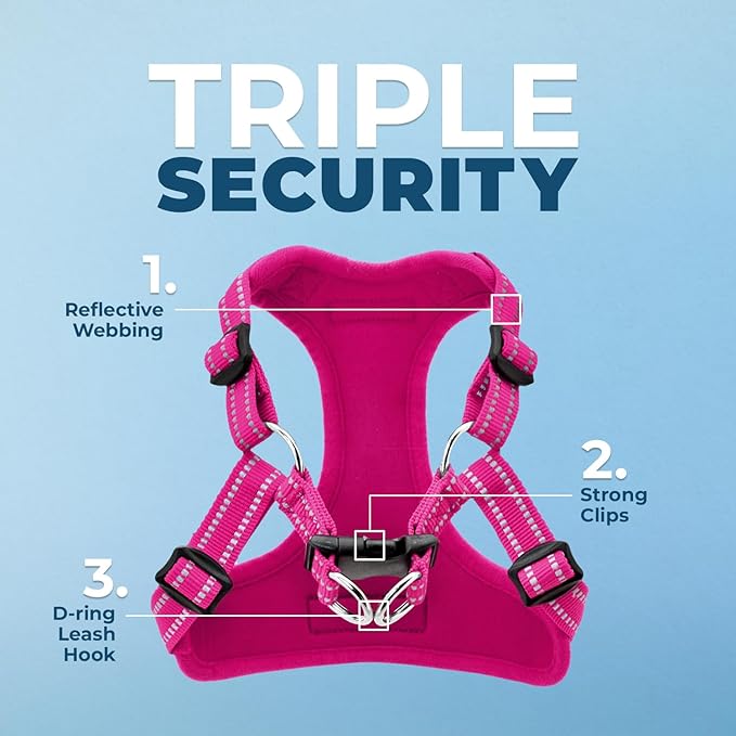Best Pet Supplies Voyager Adjustable Dog Vest Harness Breathable No Pull Harness for Small, Medium, Large Dogs, Harness for Walking, Jogging, Easy Step-In, Reflective Stripes - (Fuchsia), XL