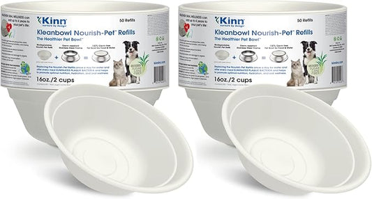 Kinn Kleanbowl Disposable Dog Food Bowls, 16oz (Pack of 100) - Frame System Refills, Use for Travel, Boarding, or Crate, Compostable Pet Travel Bowl, No Plastic, Leakproof, Portable Dog Dish