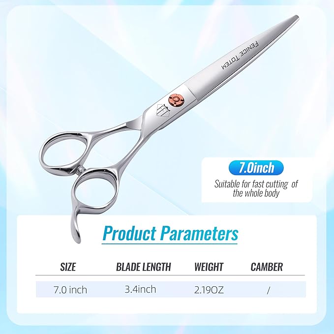 Dog Grooming Scissors: 7 inch Pet Straight Shears Made Of Japanese 440C Advanced Stainless Steel Professional Grooming Scissors for Dogs Cats and Other Pets
