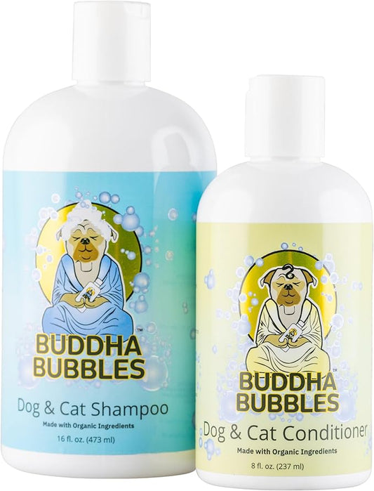 Bubbles Organic Natural 16oz Shampoo & 8oz Conditioner Combo Grab & Go Set for Dogs | Gentle, Aids in Itch Relief and Fights Dandruff - Smells Great