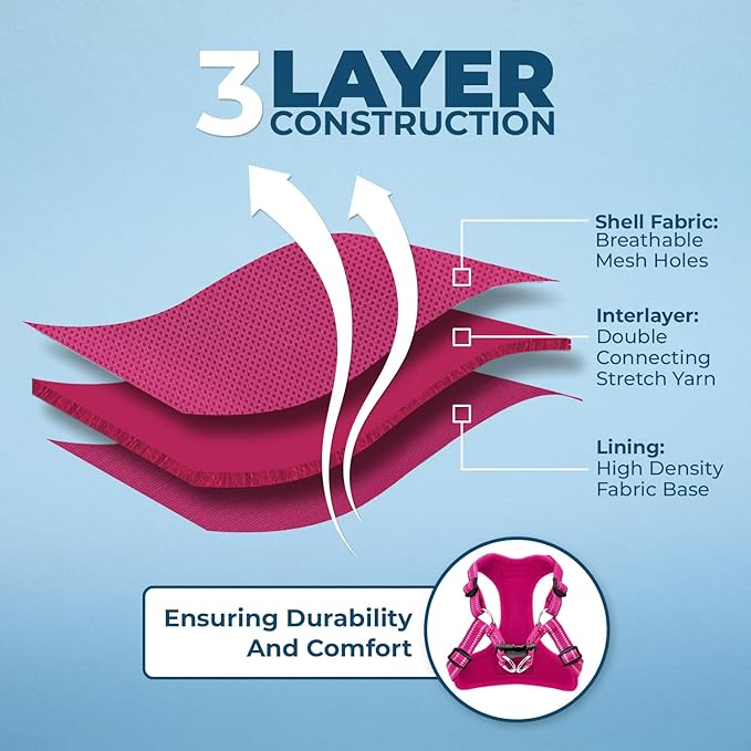 Best Pet Supplies Voyager Adjustable Dog Harness Leash Set with Reflective Stripes for Walking Heavy-Duty Full Body No Pull Vest with Leash D-Ring, Breathable All-Weather - Harness (Fuchsia), XL