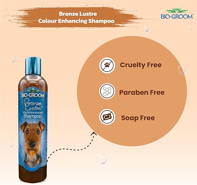 Bio-Groom Bronze Lustre Dog Shampoo - Color Enhancing Pet Shampoo, Dog Bathing Supplies, Puppy Wash, Dog Grooming Supplies, Cruelty-Free, Made in USA, Coat Brightener Shampoo -12 fl oz 1-Pack