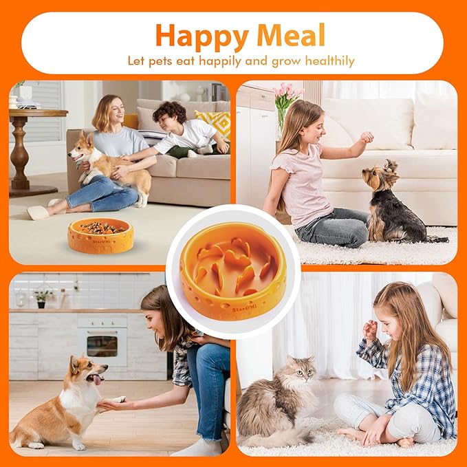 Silicone Slow Feeder Dog Bowls & Cat Bowls, 2 Cups Small Pet Food Bowl with Non-Slip Suction Base, Food-Grade Safe Puzzle Feeder for Small & Medium Dogs & Indoor Cats - Dishwasher & Microwave Safe