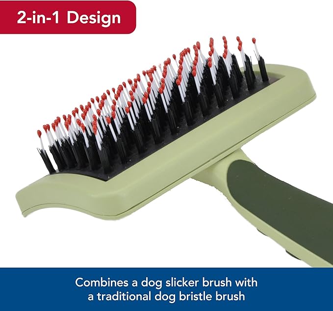 Coastal Pet Safari Complete Dog Brush - 2-in-1 Design Dog Slicker Brush with Grooming Bristles - Detangling & Dematting Dog Brush - One Size