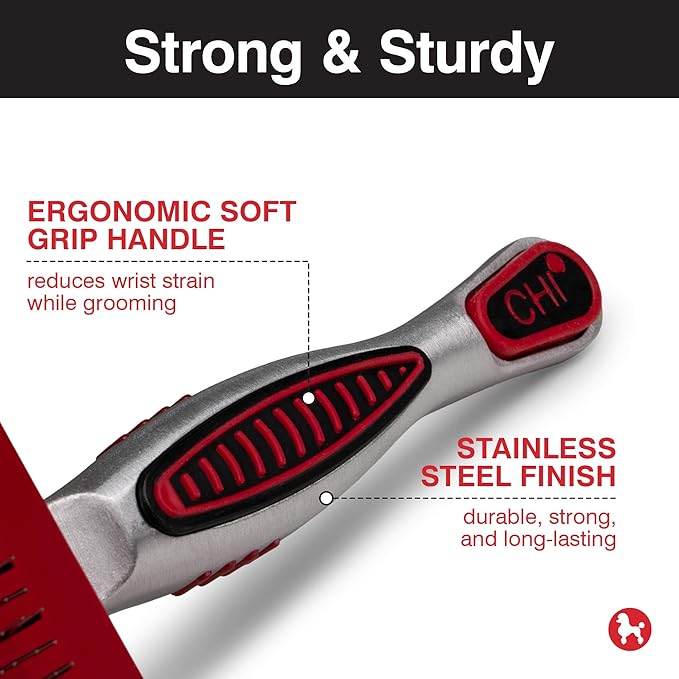 CHI Pivoting Slicker Brush - Self Cleaning and High End for Grooming Large Dogs