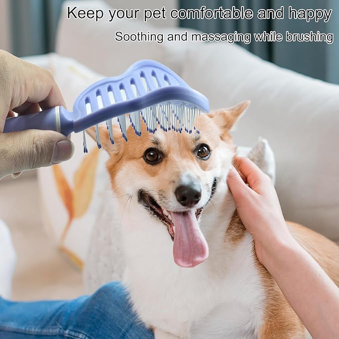 Dog Brush, Easy to Hold Ergonomic Handle Dog Brush Comb Instant Detangler Pin Brush, Wet or Dry Dog Hair, for Dogs and Cats Grooming Tool, Purple
