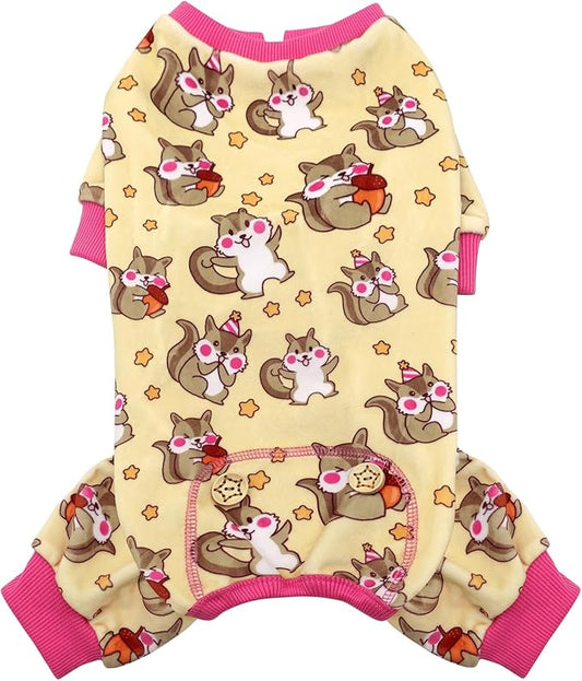 KYEESE Dogs Pajamas for Small DogsSoft Material Stretchable Dog Jammies Cat Pajamas Dog Apparel, Chipmunk, Small