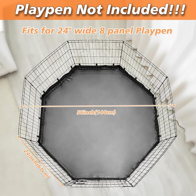 PJYuCien Dog Playpen Bottom Pad + Top Cover,Fits 24 Inch 8 Panels Regular Octagon Metal Exercise Pet Pen,Black (Note:Playpen Not Included !!!)