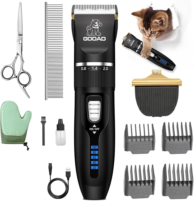 Cat Clippers for Matted Hair, Cat Grooming Kit, Cordless Cat Shaver for Long Hair, Low Noise Paw Trimmer, Cat Hair Trimmer for Grooming,Quiet Pet Hair Clippers Tools for Cats Dogs (Black)