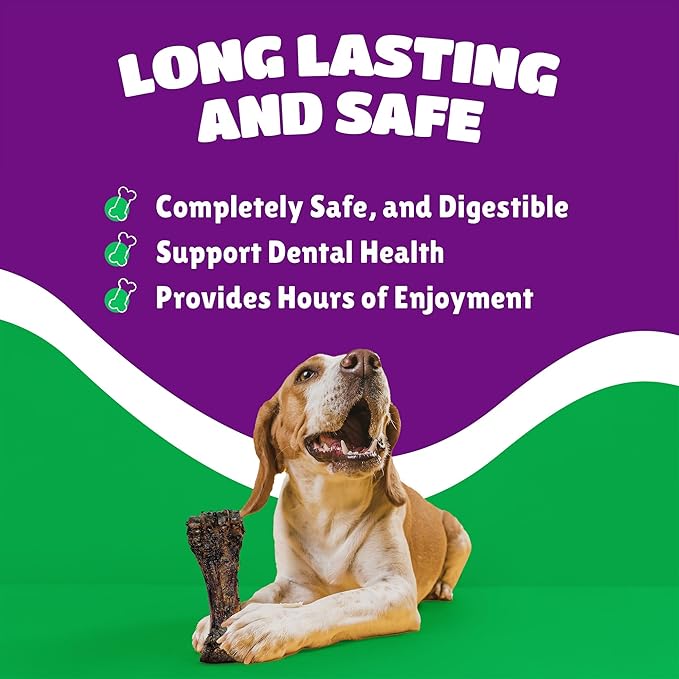 Liver Coated Dog Bones for Aggressive Chewers, Natural Dog Bones for Large Dogs, Beef Shin Large Dog Bones for Medium Dogs, Bones for Dogs Long Lasting, Dog Chew Bones - 1 Count