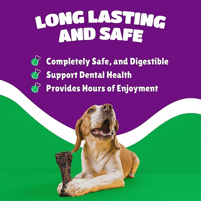 Liver Coated Dog Bones for Aggressive Chewers, Chew Bones for Large Dogs, Beef Shin Large Dog Bones for Medium Dogs, Long Lasting Dog Bones, Dog Chew Bones, 3 Pack