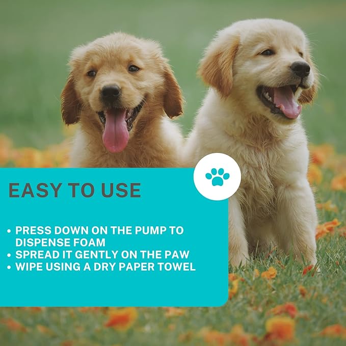 AOPETSCI Waterless Paw Wash Foam - Natural No-Rinse Cat and Dog Paw Cleaner; No Water Cat and Dog Paw Washer with Large Silicone Scrub Brush; Pet Paw Cleaner for Dogs Large, Medium and Small