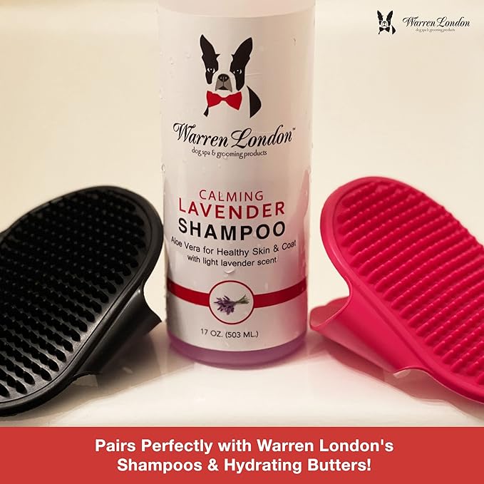 Warren London Grooming Bath Brush for Dogs and Cats - Red