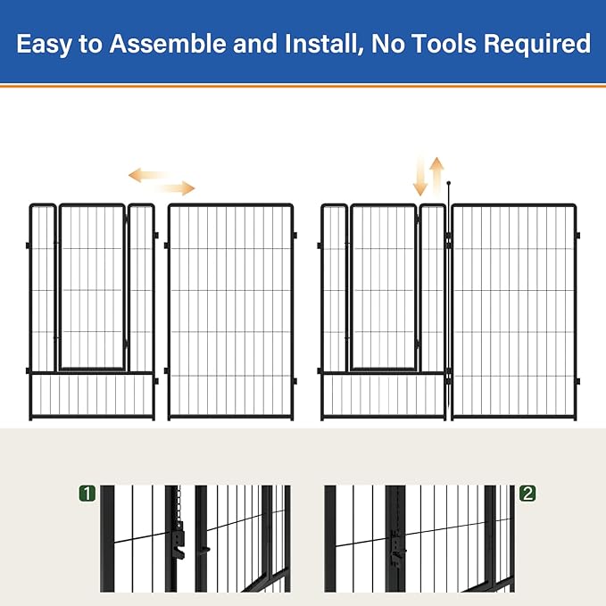 Dog Playpen for Indoor & Outdoor Use – Heavy-Duty Metal Pet Fence with Ground Stakes, Rounded Ball Tops for Safety, Stable & Foldable Design, Easy to Assemble 24 inch 12 Panels
