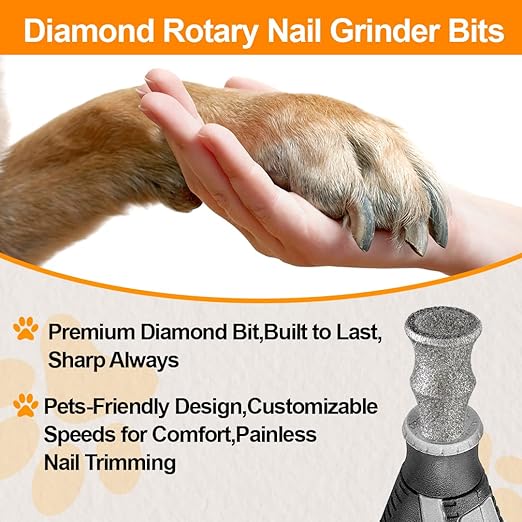 BGTEC Diamond Rotary Pet Nail Grinder Bits Dog Nail Grinder Replacement Head -5PCS 1/8" Replacement Grinder Wheel for Animals Nail Care(D)